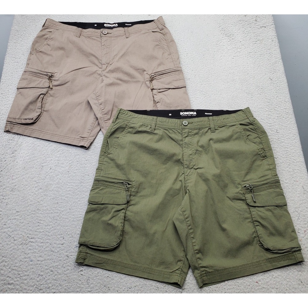 Lot of 2 Sonoma Goods For Life Cargo Shorts Men 38 Multi Flexwear Hiking Outdoor
